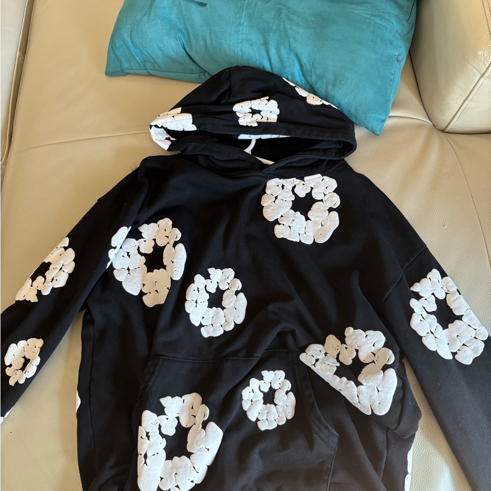 Black and white denim tears hoodie